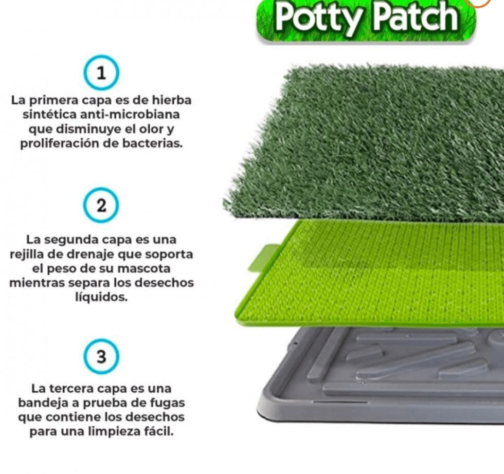Tapete Sanitario Potty Patch, sistema de 3 capas