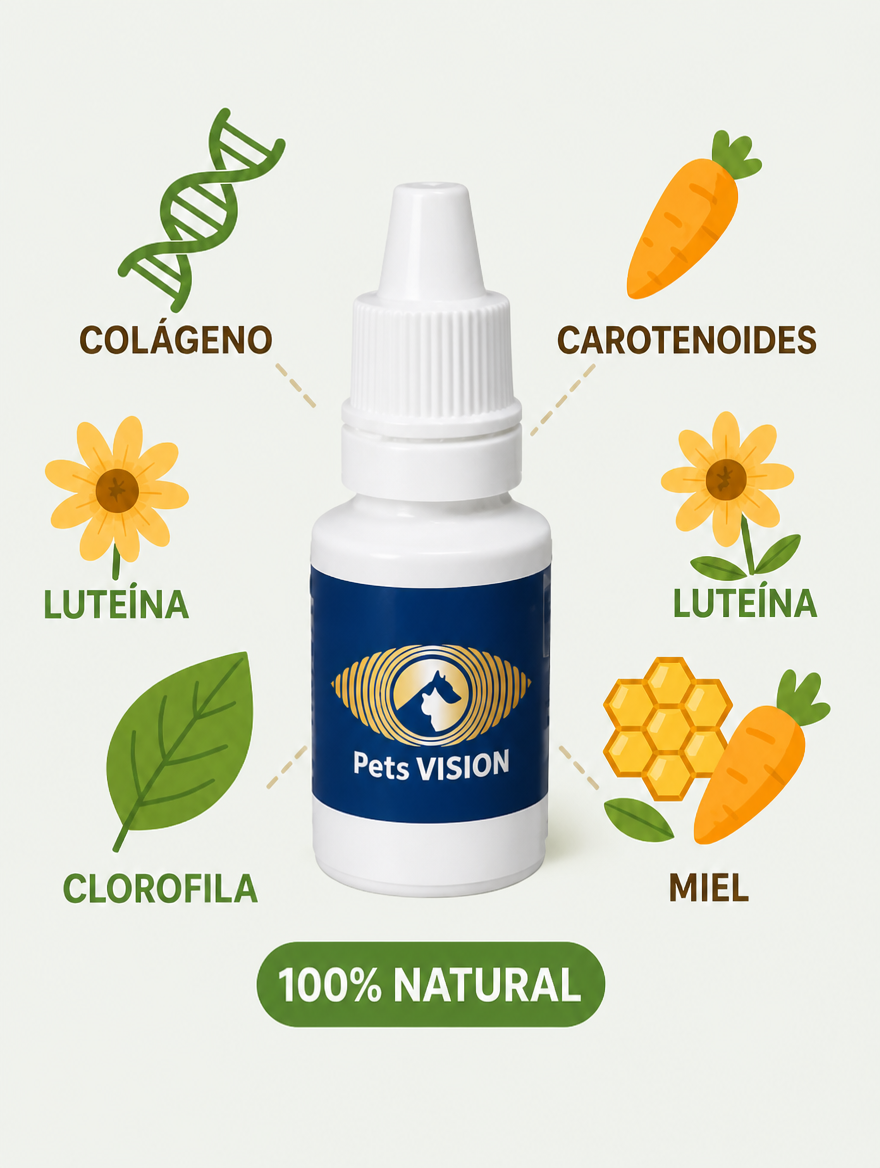 Pets Vision - Ingredientes naturales: colágeno, carotenoides, luteína, clorofila y miel