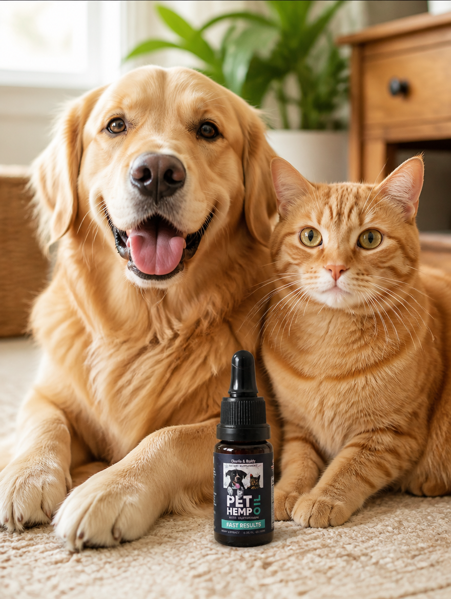Perro y gato saludables con el producto real
